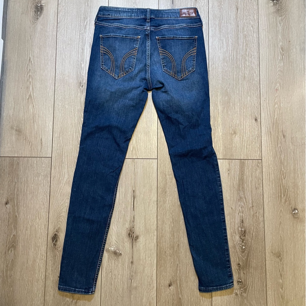 Hollister Co. Epic Flex Dark Wash Distressed Super Skinny Y2K Denim Jeans 7 R - Picture 3 of 7